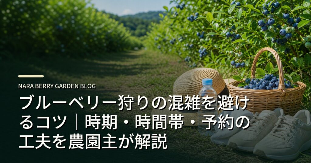 ブルーベリー狩りの混雑を避けるコツ｜時期・時間帯・予約の工夫を農園主が解説のアイキャッチ画像